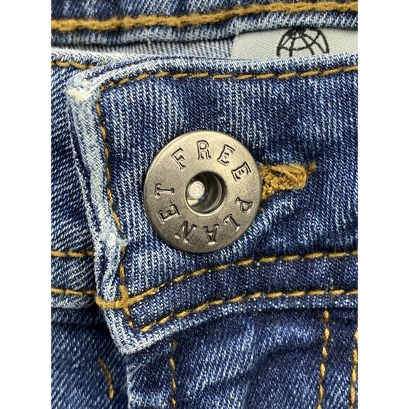 Free Planet Denim Jeans Mens 32X32 Blue Destroyed Distressed Stretch Slim Fit - Picture 16 of 16